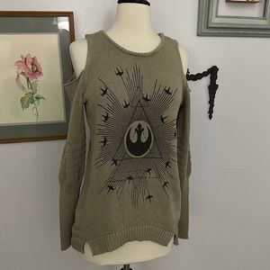 Star Wars Soft 💯 Cotton Cold Shoulder Long Sleeve Sweater